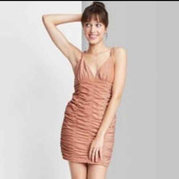 NWT Wild Fable Ruched Bodycon Mini Dress - Picture 1 of 5